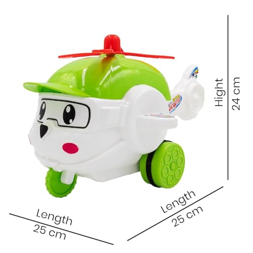 Image of ToyBharat This Multicolour Cartoon Helicopter Toy Features Friction Power for exciting Motion Play. for Kids, it Sparks Imagination, enhances Motor Skills, and Offers Hours of Fun