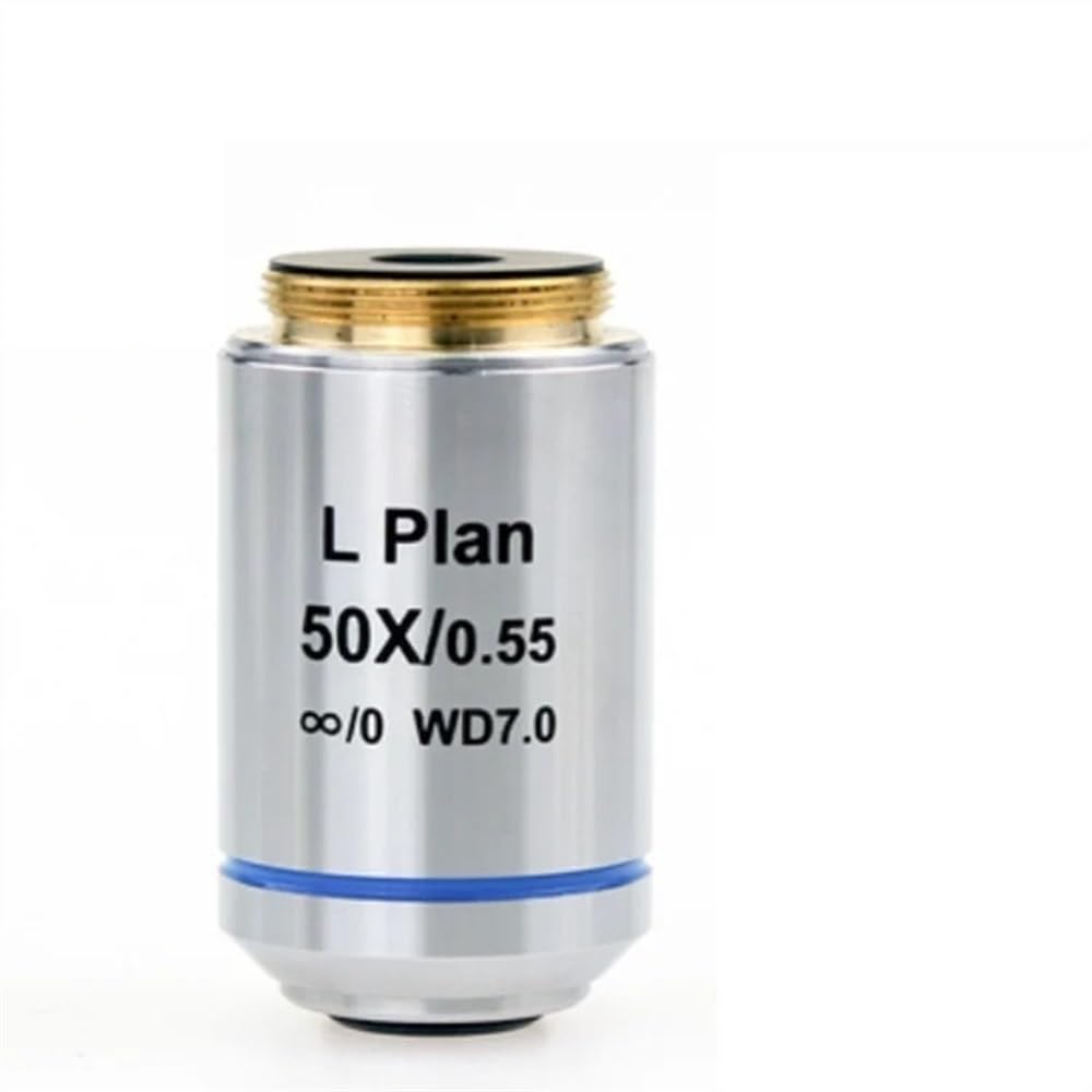 Microscope Accessories Kit 50X Microscope Auxiliary Lens for Long Working Distance Flat Field Infinite Infinity Plan Objective Lens for Biological Microscope RMS 20.2mm Microscope Slides