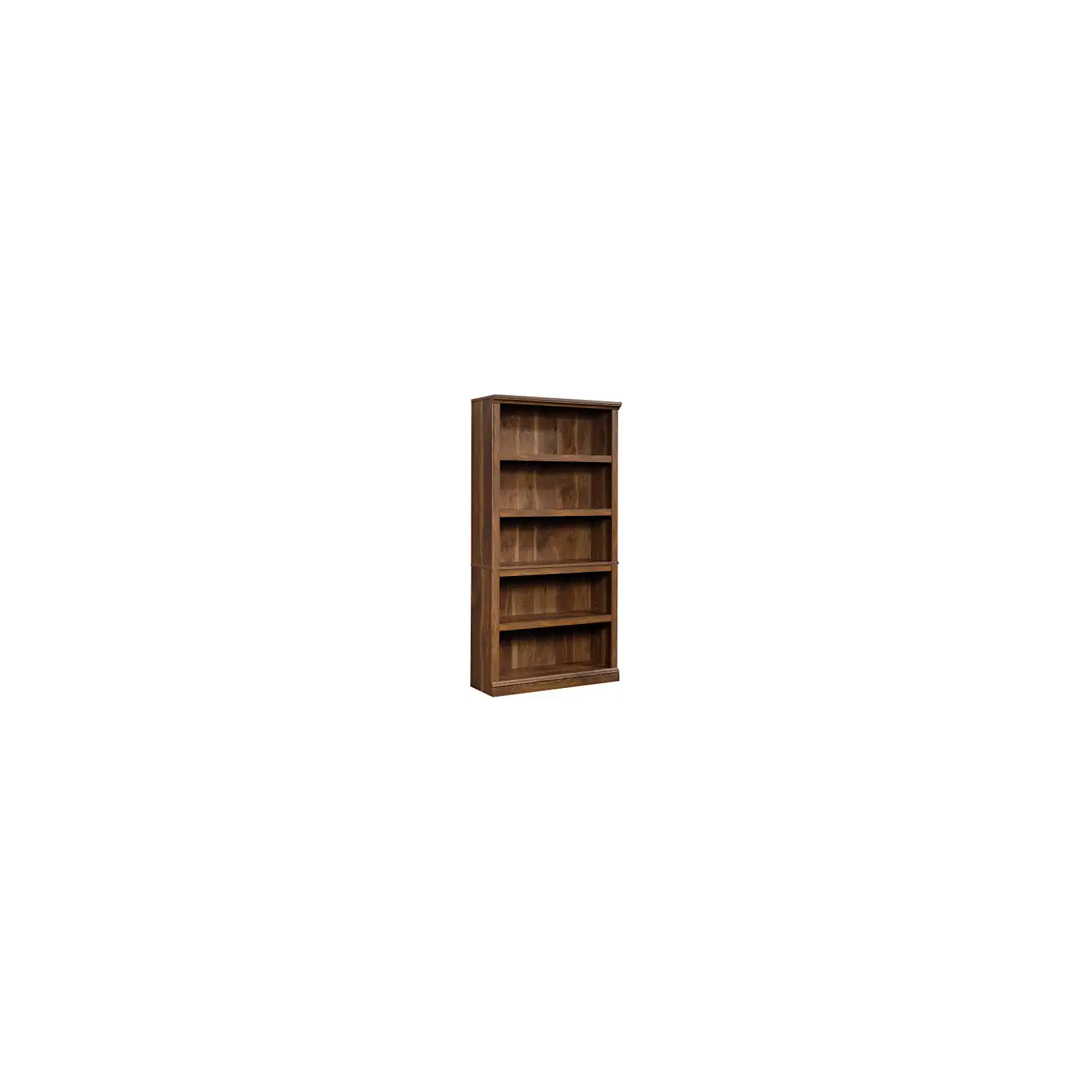 Sauder 5 Tier Book Shelf Wooden Bookcase Multipurpose Bookshelf for Home Office, Living Room, in Grand Walnut