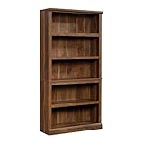 Sauder 5 Tier Book Shelf Wooden Bookcase Multipurpose Bookshelf for Home Office, Living Room, in Grand Walnut