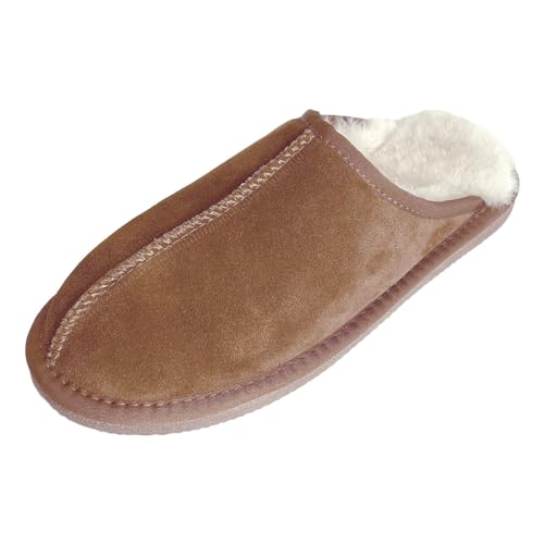 Arthur Cameron - Deluxe Michael Mens Slippers Size 9 - Genuine Comfy Sheepskin Slippers with Lightweight TPR Hard Rubber Sole