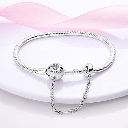 Zhipal 925 Sterling Silver Snake Chain Charm Bracelet Butterfly Colorful Heart With 5A Cubic Zirconia For Women Girls Gift Bitthday (17Cm/6.7In(Fit Wrist Size 5.9In), Ktb008) #TOP1