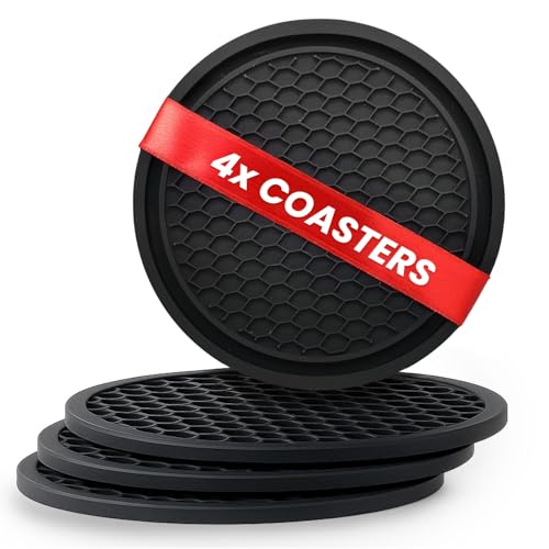 4 Pack Car Cup Coaster, Universal Non Slip Cup Holders Coasters Auto Cup Pads Car Coasters Interior Accessories Black