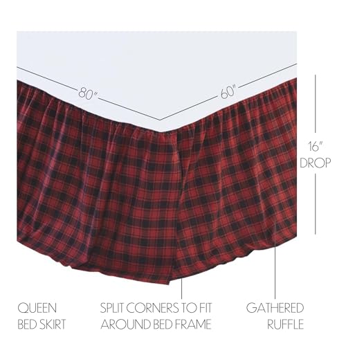 VHC-Brands-Rustic-Lodge-Cumberland-Bedding-Accessory-Queen-Skirt-60x80x16-Chili-Pepper-Red VHC Brands Rustic Lodge Cumberland Bedding Accessory Queen Skirt 60x80x16 Chili Pepper Red