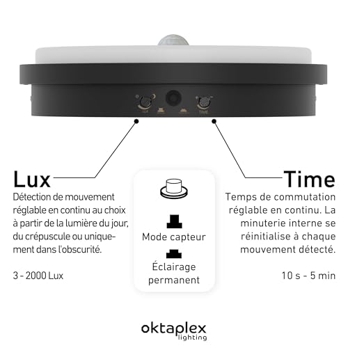 Applique extérieure avec détecteur Oktaplex Plato LED 3000K - 3