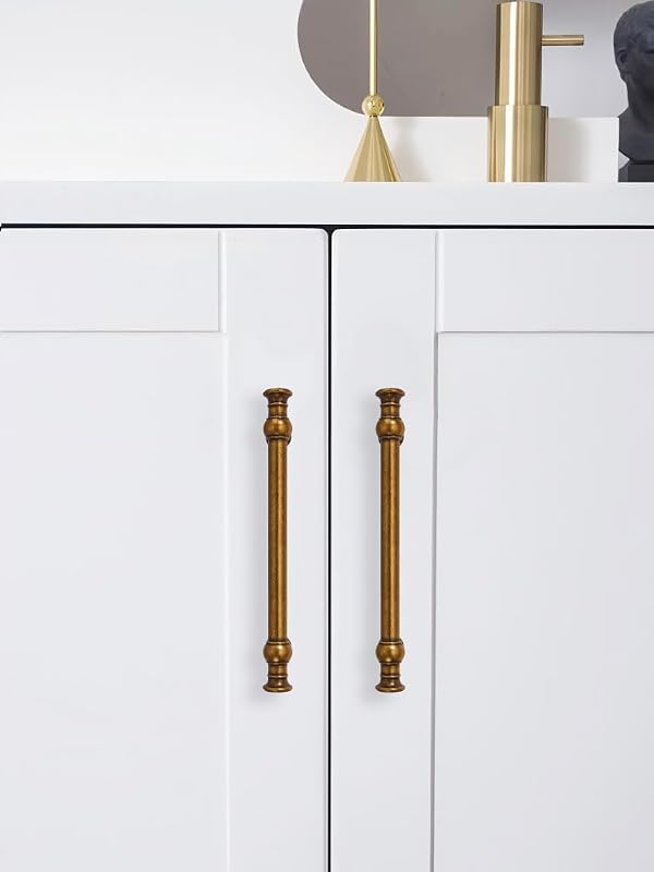 ZAUYX 10-Pack 5inch(128mm) Hole Center Antique Brass Cabinet Pulls Solid Heavy Duty Kitchen Cabinet Hardware for Cupboard Drawer Pulls Cabinet Handle by ZAUYX - Image 4
