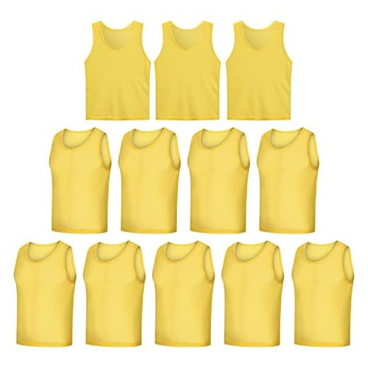 LTHYTY 12 Pack Scrimmage Vest/Team Training Jerseys/Sports Pinnies/Practice Jerseys/Soccer Bibs with Carry Bag (as1, Alpha, l, Regular, Regular, Yellow)