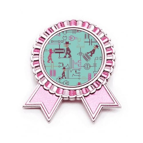 Broche schéma de circuit rose M en métal pour sublimer un blazer