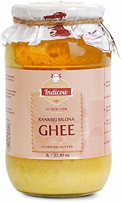 Indicow Foods Kankrej Bilona A2 Cow Ghee 1L | Bilona Method | Grass Fed, Hand Churned, 100% Pure and Preservative Free…