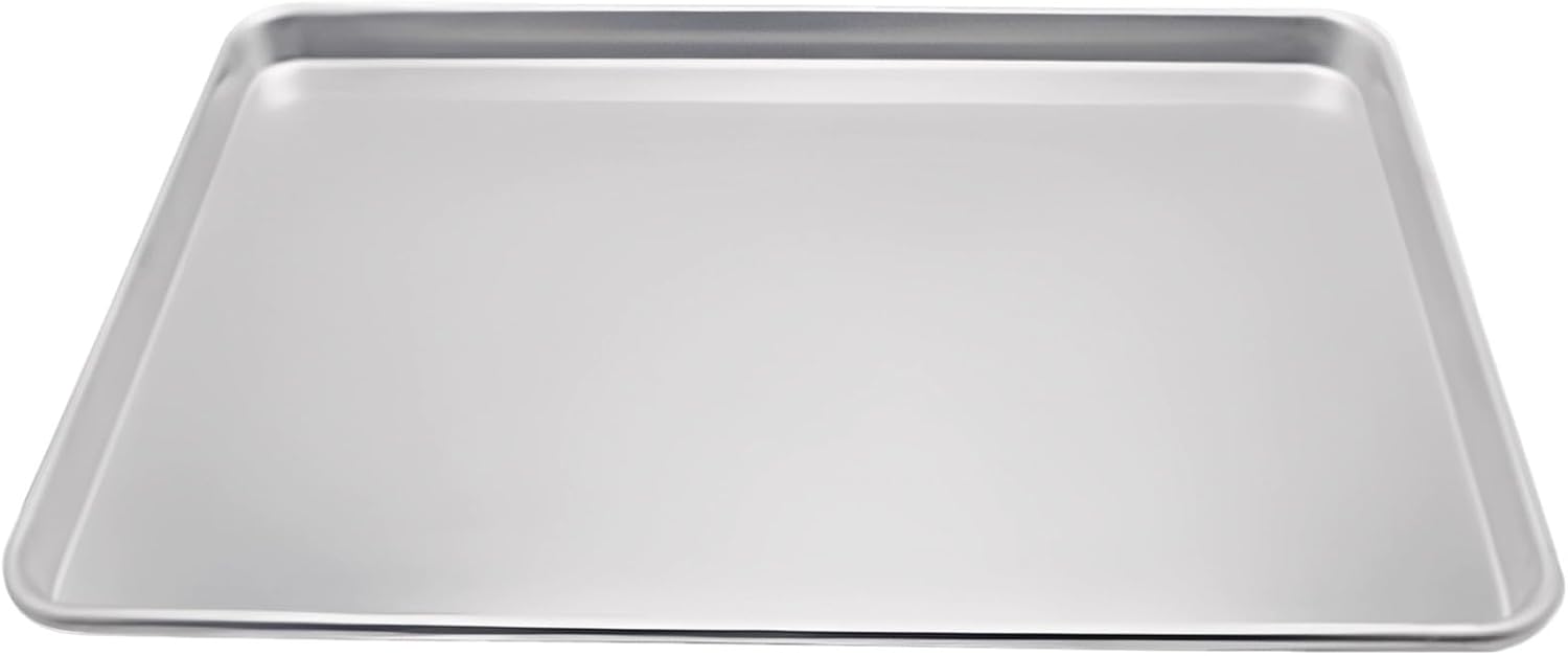 9.6 X 13 in Aluminum Baking Sheet Pan, Commercial Pan for Roasting Toasting Baking, Flat, Thick & Long Lasting, Easy Clean, Silver