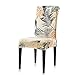 Subrtex Printed Leaf Stretchable Dining Room Chair Slipcover (4 Pieces, Yellow)