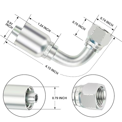 ANCIMOON 3/8'' Hydraulic Fittings 90 Degree, JIC Hose, Size #06 Single Wire Hydraulic Hose Repair Kit, 10PCS by ANCIMOON - Used condition - Image 2
