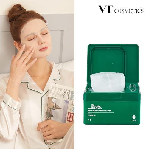 VT COSMETICS Daily Soothing Mask 30ea, Facial Sheet Mask for Moist & Hydrating, 30 Day Supply, Centella Asiatica Face Mask - Thumbnail 7