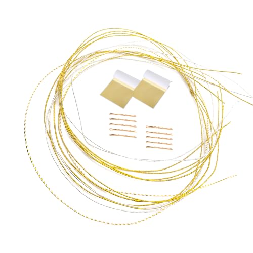 PureSino 水引セット 水引き 紐 水引飾り モダンカラー 日本伝統色 長さ約90cm 7本入 金箔セット 絹巻水引 金銀 水引き 髪飾り 手芸 素材 水引アソートセット ヘアアレンジ ポチ袋 ラッピング アクセサリー作り 和小物 (金箔+水引)