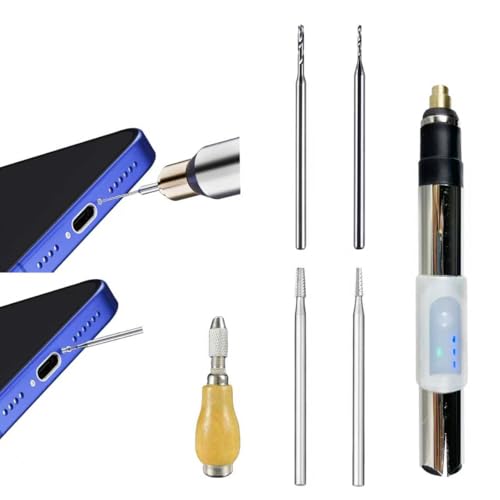 Damaged Screw Removal for Cell Phone, Rechargeable,Broken Screw Extractor for iPhone,4 Tungsten Steel Drill Bits(2.35mm) for Removing Stripped Screws Laptop Electronic Products Repair Kit, DIY Repair