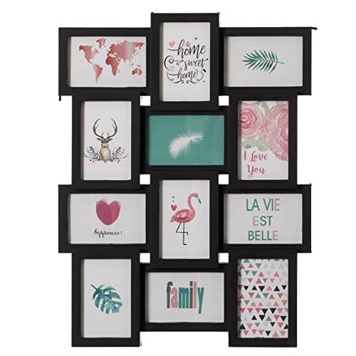 Decorative Modern Wall Mounted Multi Photo Frame Collage Picture Holder For 12 Pictures 4 X 6 Inch, Black #TOP10
