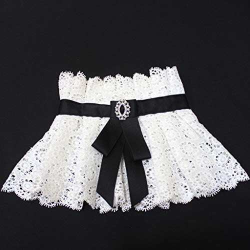 nengzhuzu Gravata borboleta vintage com babados e gola floral de renda grande com strass Lolita Ruff
