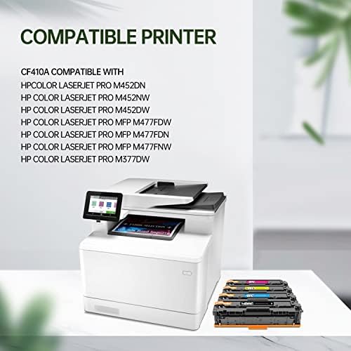 4 Pack Compatible for HP410A CF410A CF411A CF412A CF413A Toner Cartridge for use with Color LaserJet Pro MFP M477fdw M477fdn M477fnw Pro M452dn M452nw M452dw