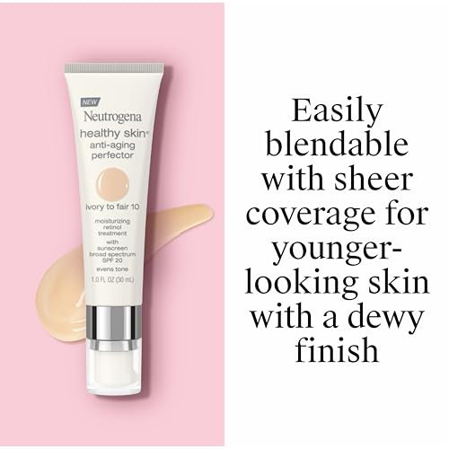 Image of Neutrogena Healthy Skin Anti-Aging Perfector Tinted Facial Moisturizer and Retinol Treatment with Broad Spectrum SPF 20 Sunscreen with Titanium Dioxide, 10 Ivory to Fair, 1 fl. oz