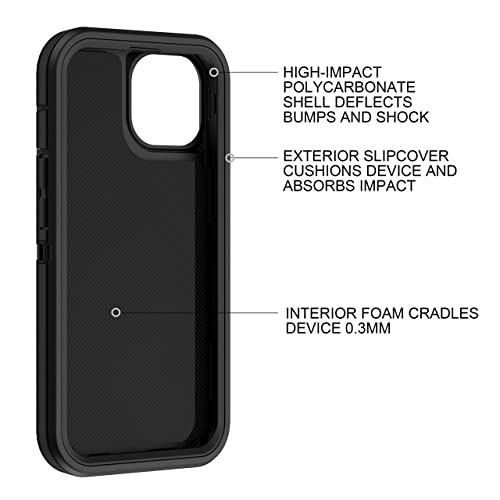Mxx Case For Iphone 13, With Tempered Glass Screen Protector,Camera Lens Protector 3-Layer Full Heavy Duty Body Bumper Cover Shockproof Protection Dustproof, For Iphone 13 6.1" (Black) #TOP5