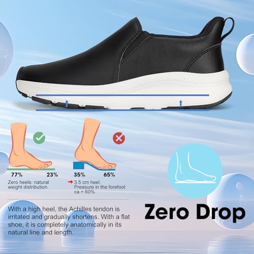 Image of ZOVE Wide Toe Box Shoes Women Wide Width Waterproof Leather Hands Free Nursing Sneakers Ultra Light Extra Wide Walking Sneakers Non-Slip Chef Diabetes Nurse Work Shoes