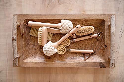 Image of Creative Co-Op Beech Wood Brush with Metal Decorative Accents & Leather Strap (DF3016)