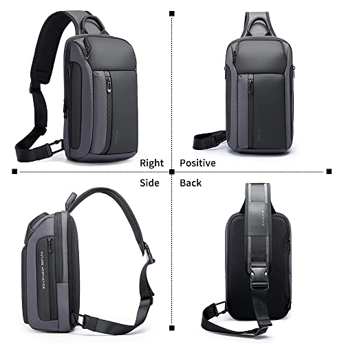 Image of BANGE Sling Bag, Waterproof Men's Chest Bag Shoulder bags Crossbody Sling Backpack for Men, 7566grey