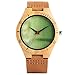 Produktbild HBODHBGS Casual Natur Mens Bambusholz Uhren echtes Leder-Quarz-Armbanduhr Male kreativer Taktgeber mit Geschenken Taschen Green Dial
