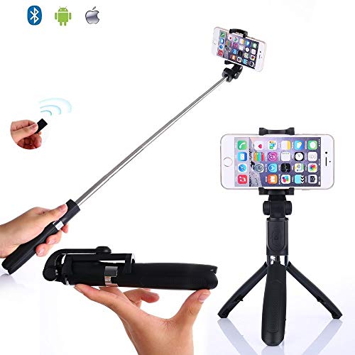 Selfie Stick Tripod by SABER, 3-in-1 Extendable Selfie Stick with Tripod Stand, Removable