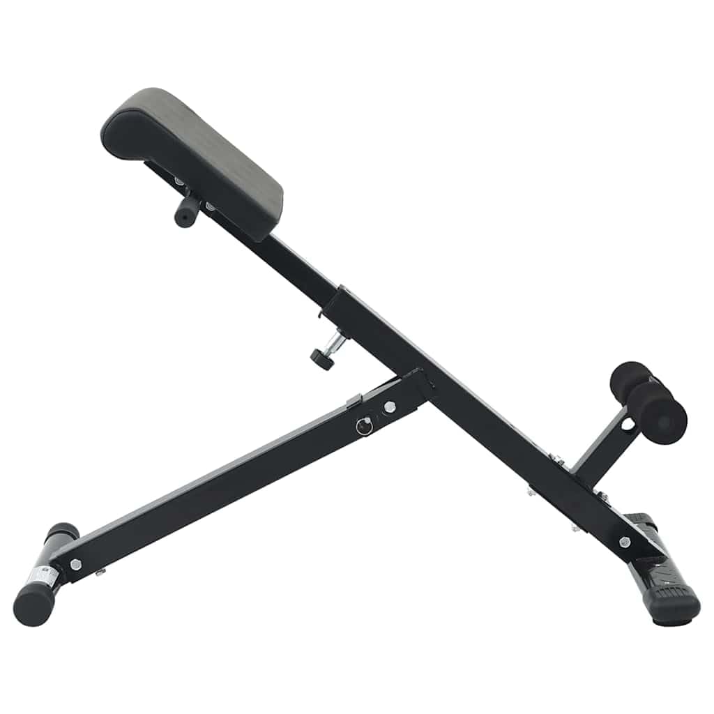 Ławka Hyperextension czarna ze stali malowanej proszkowo, 100,5 x 70 x 78 cm, składana i regulowana, do treningu siłowego, pleców, mięśni brzucha, ćwiczeń wewnątrz