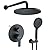 KOJOX High-Pressure Shower System & 6" Quadrato Shower Drain Bundle: 3-Setting Handheld Fixture, Matte Black Valve, SUS 304 Rust-Resistant Drain