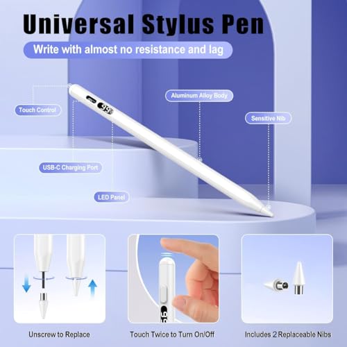 Image of JIMTAB Stylus Pen for iPad, Universal Fine Point iPad Stylus Pencil with Magnetic Adsorption Compatible with iPhone /iPad /Samsung /Android /Tablet & Other Touch Screens (Digital Power)