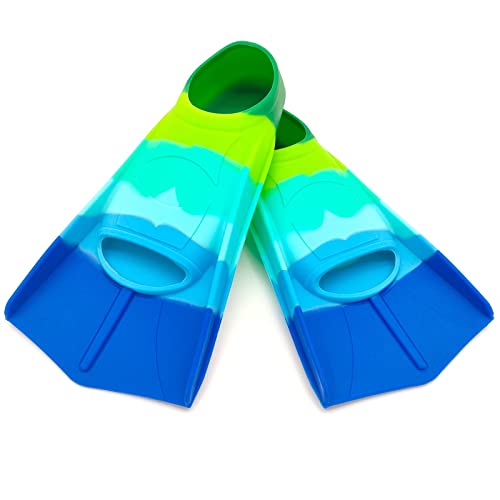 Gugmoy Kinder-Schwimmflossen, bequeme Silikonflossen zum Schwimmen und Tauchen, Größe geeignet für Anfänger, Kinder, Mädchen, Jungen, Erwachsene (klein, bunt-E)