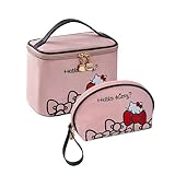 AmBealla Travel Makeup Bag Large Cosmetic Bags with Brush Holder,Pink Waterproof 2PCS Portable Cosmetic Case for Women,Toiletry Storage Bag for Skincare&Beauty Tools for Girls