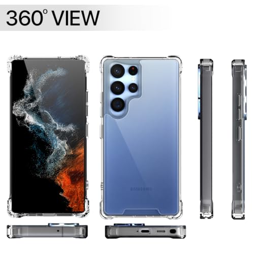 Image of Outlouders Back Cover for Samsung Galaxy S22 Ultra 5G Clear Transparent PC + TPU Bumper Case with Raised Edges for Shockproof Protection (Transparent)