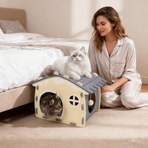 Grotte pour chat en feutre doux de qualité supérieure pour félin