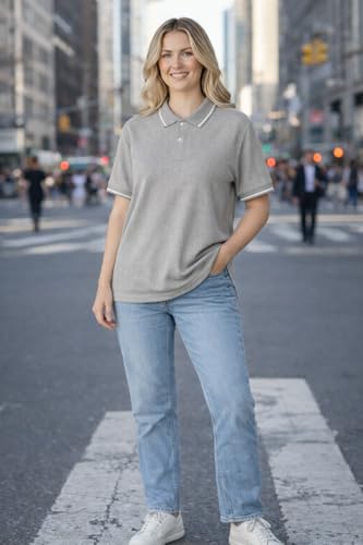 Image of Mack Jonney Women's Textured Polo T-Shirt | Half Sleeve Cotton Blend Top |Casual Collar Tee | Regular Fit-M7527