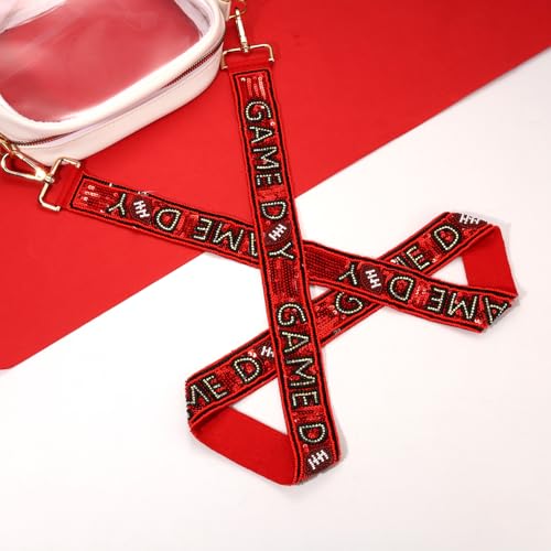 Image of YAHPERN Beaded Purse Straps Game Day Purse Strap Replacement Sequin Crossbody Football Purse Strap for Stadium Clear Bag