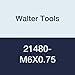 Walter Tools 21480-M6X0.75 Paradur HSS Machine Tap, Uncoated, 4.5 mm Shank Diameter, 0.75 mm Thread Length, 10 mm Cutting Length, 80 mm Overall Length, M6 Cutting Diameter