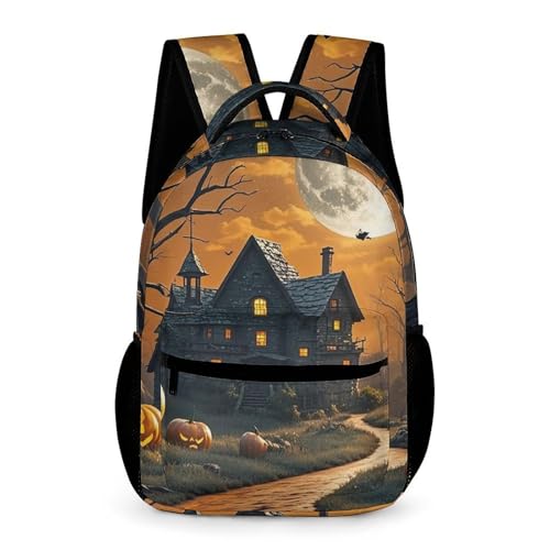 Spooky Halloween Backpack for Men Women, Durable Small Backpack Casual Lightweight Daypack for Travel Bag