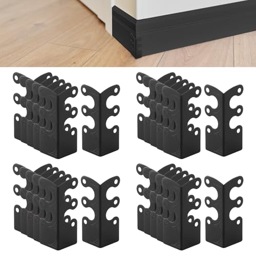 Image of 24Pcs Skiffers Baseboard Corner Protectors, Rustic Vintage Brass Metal Decorative Corner Protectors for Floor Skirting Board Furniture (Black*24)
