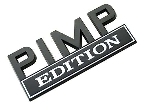 Mactoom Pimp Edition Metal 3D Logo Emblem Badge Decals,Car Side Fender Rear Trunk Sticker Letters,2Pcs (Black White) #TOP3