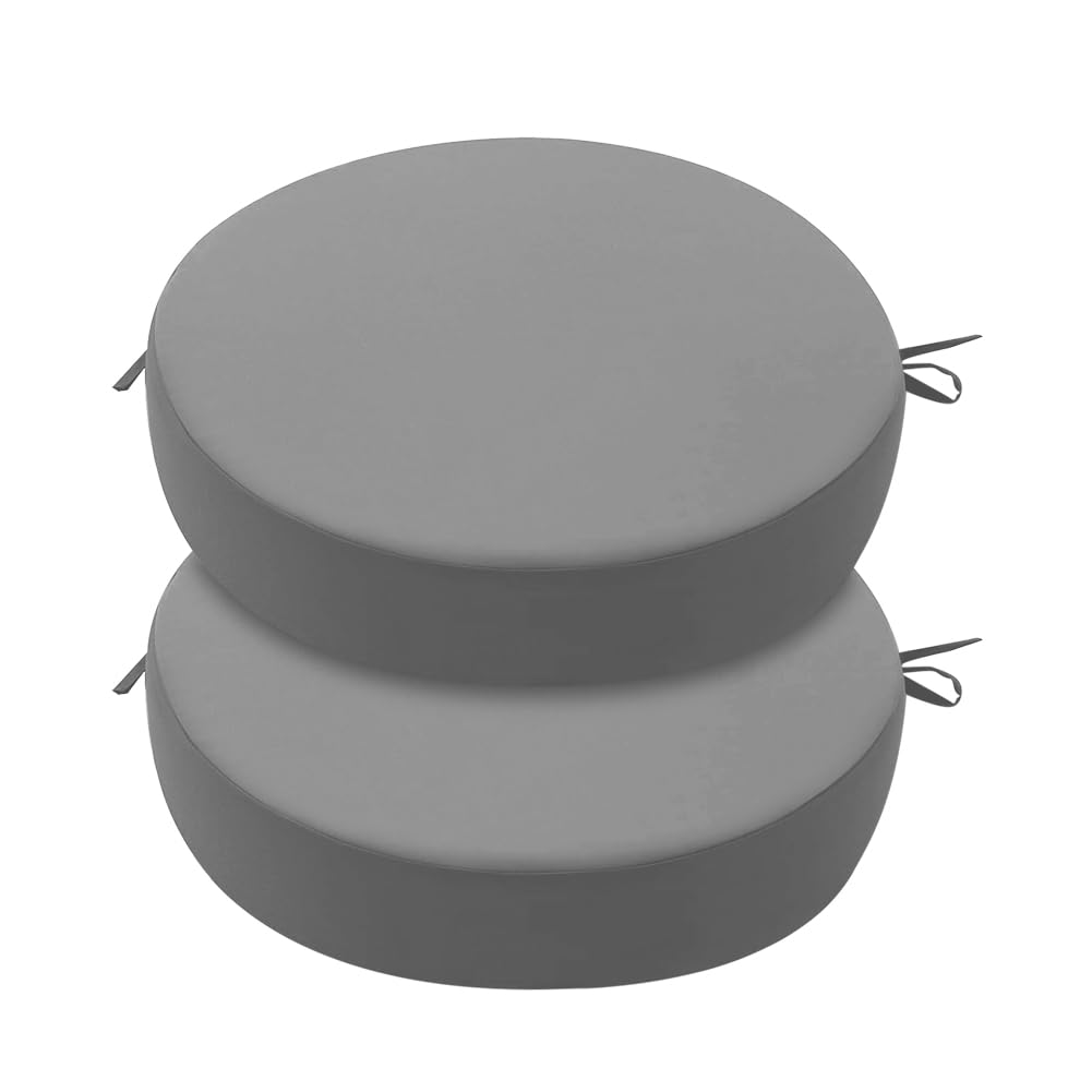 Coussin d'assise rond en mousse à mémoire de forme lot de 2 gris
