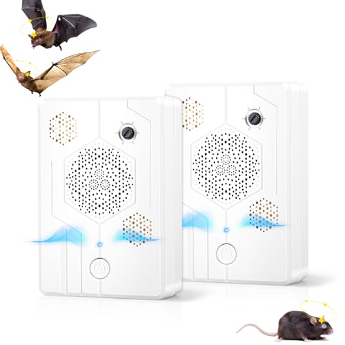 2026 Upgraded Ultrasonic Bird Repellent Devices Outdoor Woodpecker Deterrent for House Pigeon Deterrent Rechargeable Bat Repellent Indoor to Keep Birds Out of Attic Porch Balconies 2Pack
