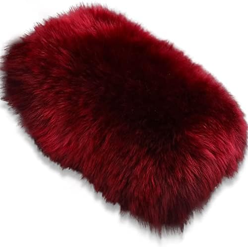 Andalus Brands Pure Australian Sheepskin Fluffy Car Center Console Cover, Luxurious Non-Shedding Furry Arm Rest Cover for Car, Versatile for All Seasons, Dark Red - (11.47" X 6.3")