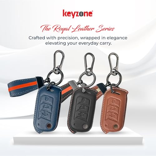 Image of keyzone royal leather key cover for Mahindra Thar Roxx, Thar, Bolero, Scorpio, XUV700, XUV400, XUV3x0, XUV300, TUV300, Marazzo