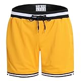 Pullonsy Retro Basketball Shorts for Men Women Boys Gilrls Mesh Gym Vintage Retro Sports Shorts Running Workout Casual Jogging Activewear,Yellow Shorts,Men Size Large