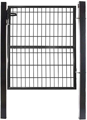 HENGMEI 100 x 100cm Gartentür Gartentor Hoftor Zaun Inkl. Schloss Tür, Tor, Zauntor, Zauntür, Gartentür, Gartenzaun (Anthrazit, 100 * 100cm)
