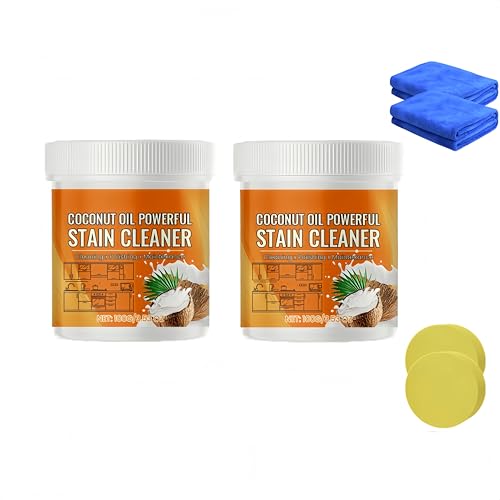 Pasta detergente e lucidante per cucina all'olio di cocco, detergente multiuso all'olio di cocco, detergente per pentole in acciaio inox, per pentole e padelle più pulite (2Pezzo)