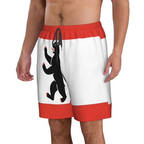 Berlin Flag Men's Beach Pants-Quick-Dry & Comfortable Mens Beach Shorts for Men, Perfect for Surfing and Everyday Wear White2